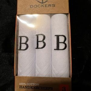 Set of three mens handkerchiefs with the initial “B”